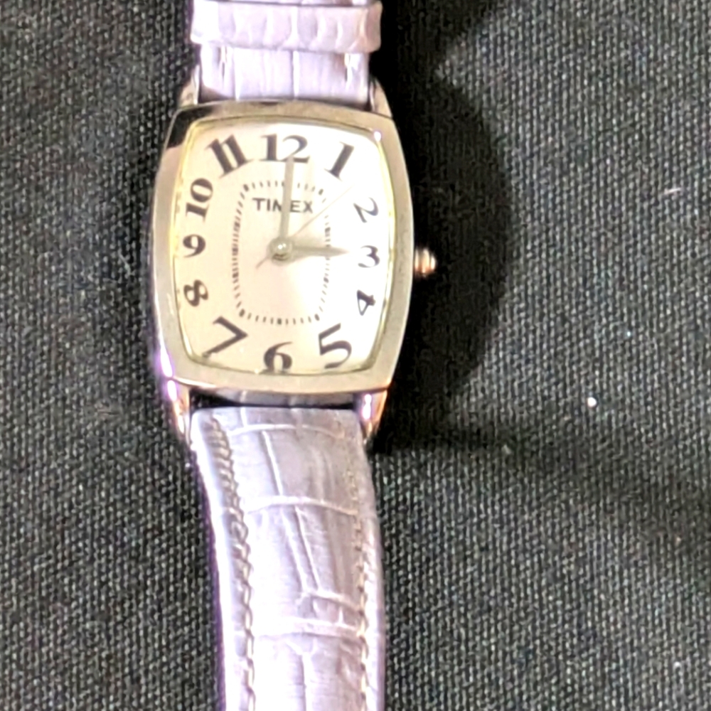 Timex Silver Watch with Lavender Strap